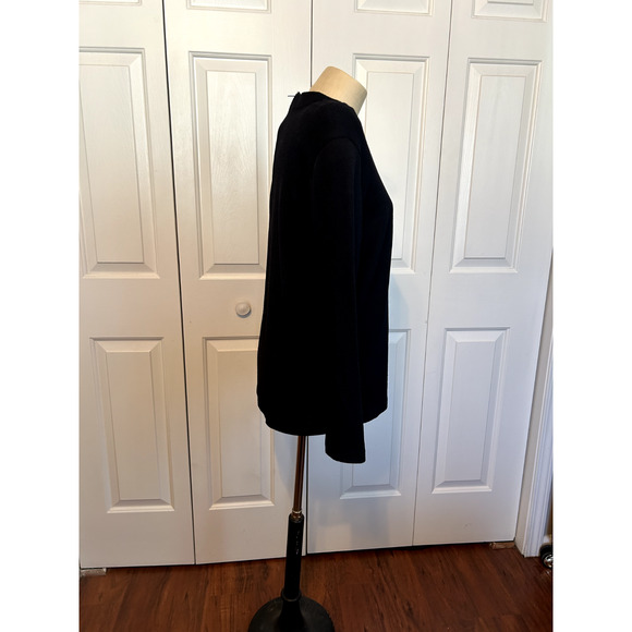 St John Basics Crewneck Sweater Womens Large Black Santana Knit Zip Vintage USA - Picture 3 of 10